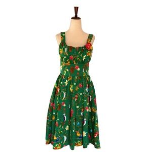 RARE Disney Dress Shop Enchanted Tiki Room Green Sundress Size Small